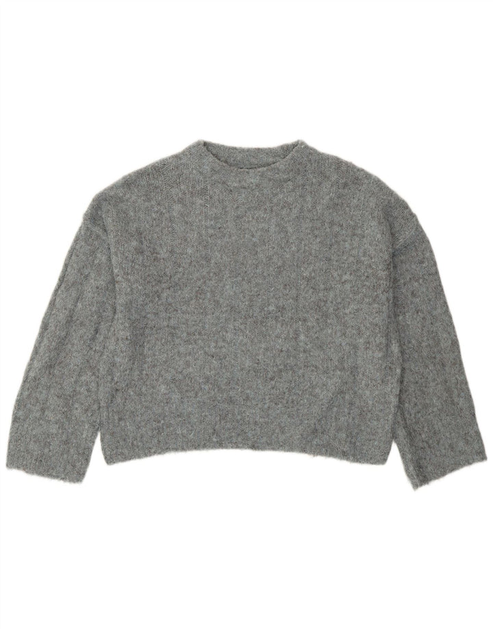 Topshop Damen-Pullover, übergroß, Rundhalsausschnitt, UK 6, XS, Grau, Polyester