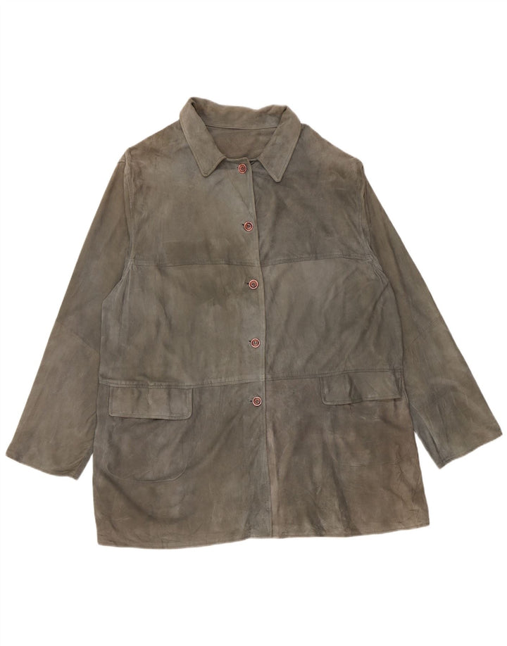 Vintage Damen Wildlederjacke UK 20 2XL Graues Leder