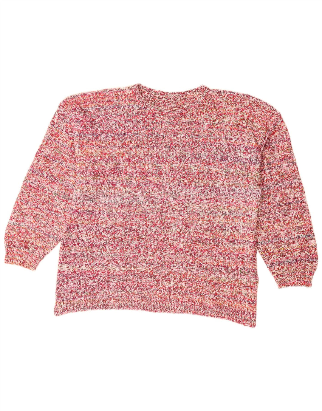 VINTAGE Damen Pullover mit U-Boot-Ausschnitt UK 18 XL Rosa meliert