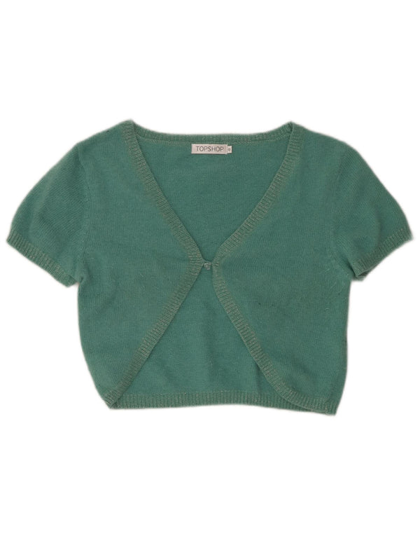 Topshop Kurzärmliges Crop-Cardigan-Oberteil für Damen UK 12 Mittelgrünes Nylon