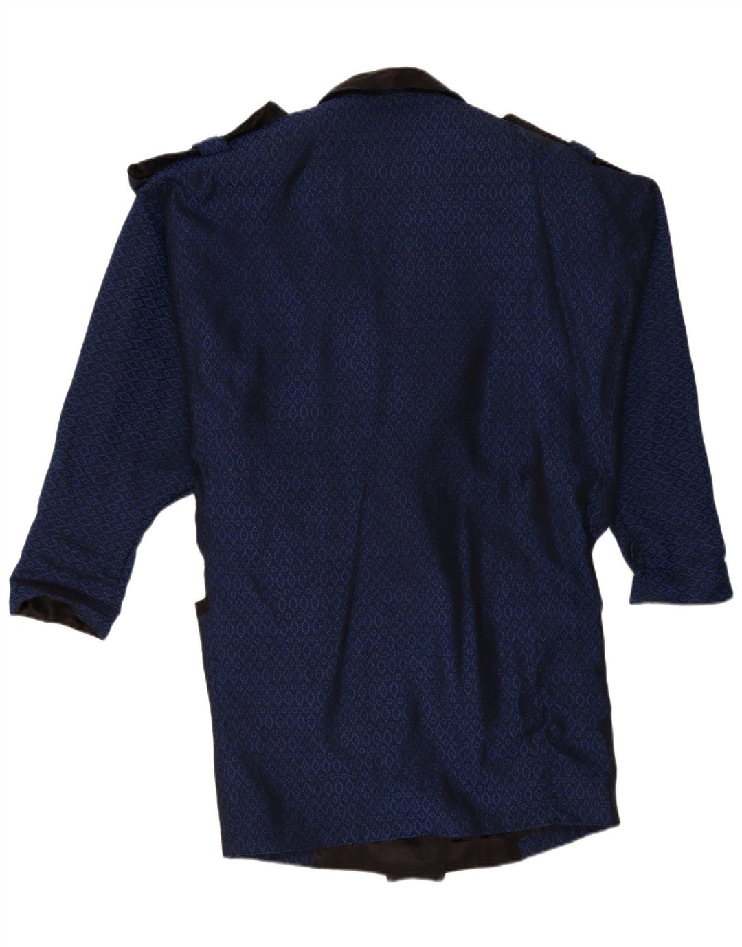 Vintage Damen Zweireihiger Mantel UK 16 Groß Marineblau Geometrisch