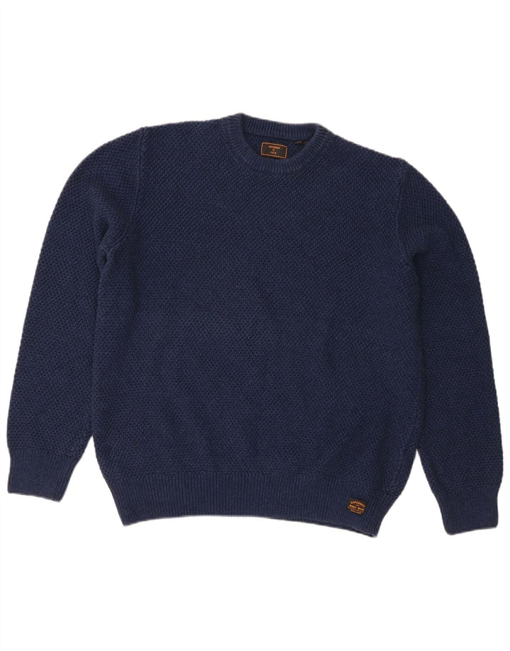 Superdry Herren-Pullover mit Rundhalsausschnitt, groß, marineblaue Baumwolle