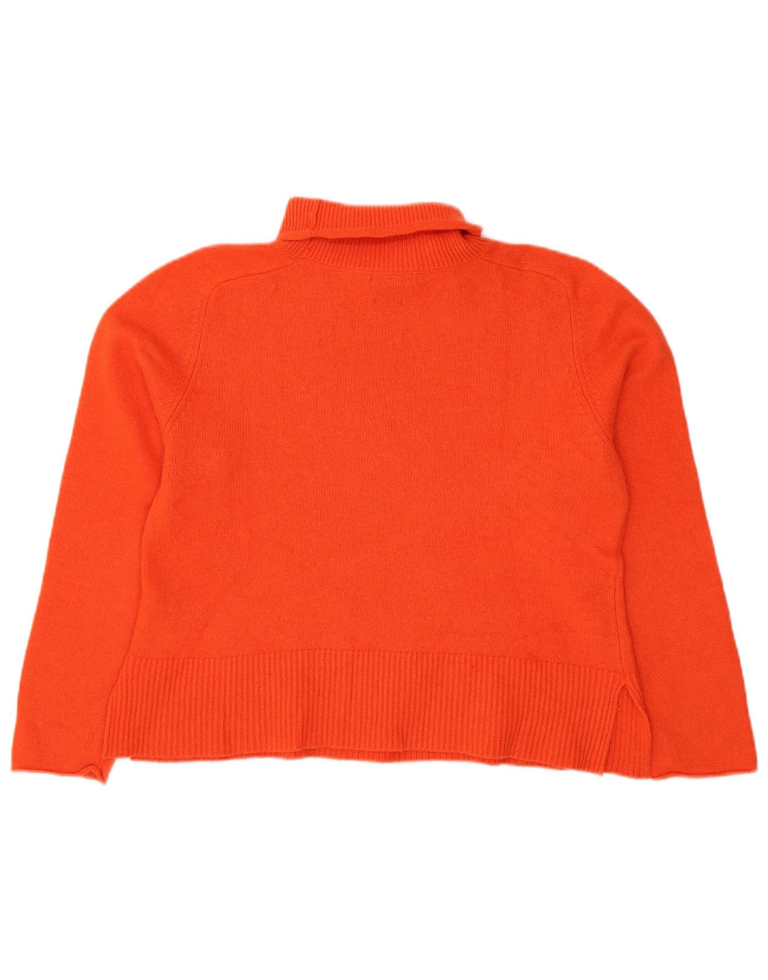 Massimo Dutti Damen Crop Rollkragenpullover Pullover UK 16 Große orange Wolle