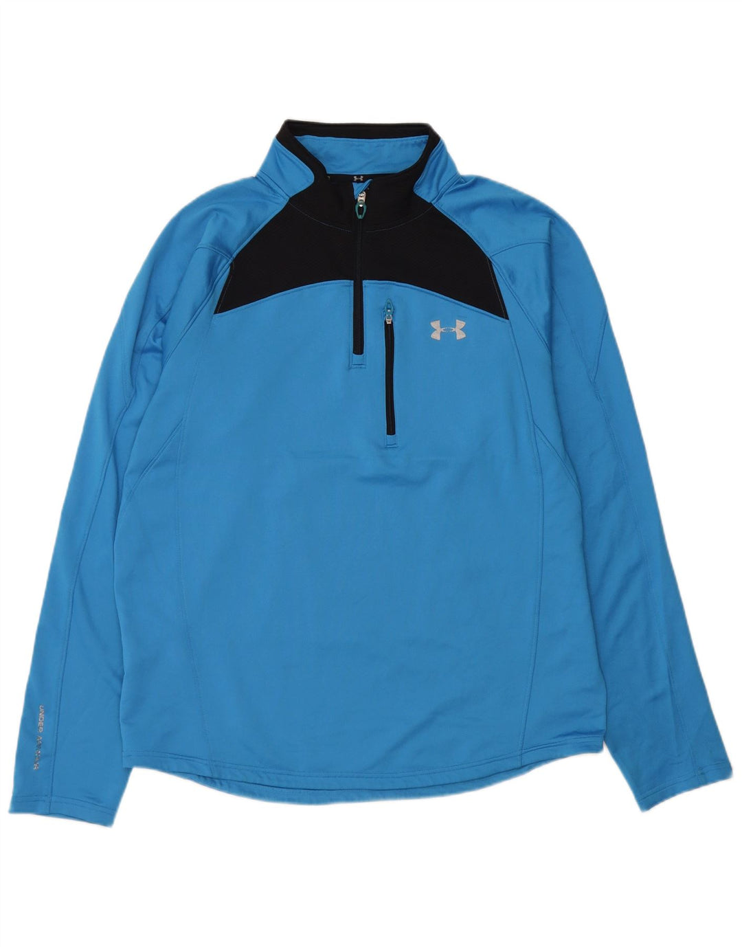 Under Armour Herren Cold Gear Pullover-Trainingsoberteil, großes blaues Farbblock-Oberteil