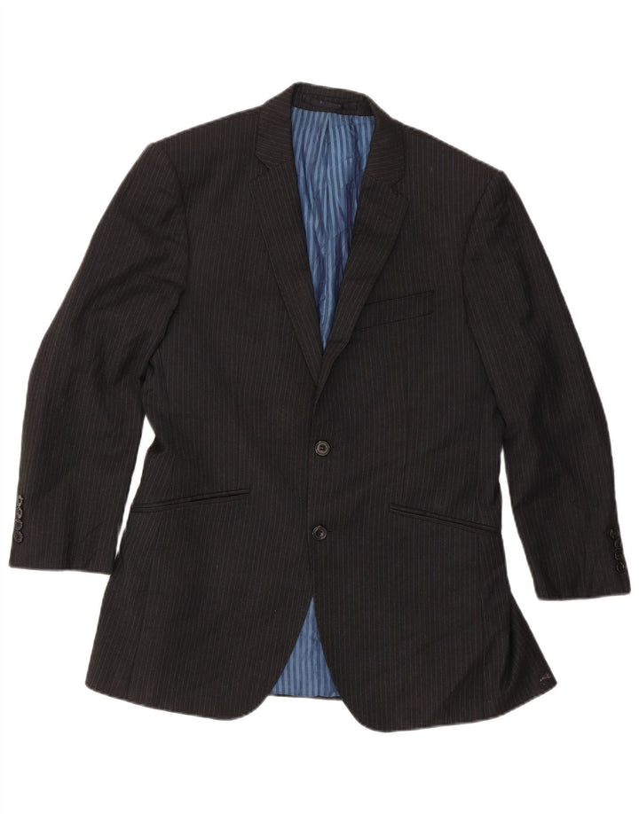 Marks & Spencer Herren-Blazer mit 2 Knöpfen, UK 38, mittelgrau, Nadelstreifen