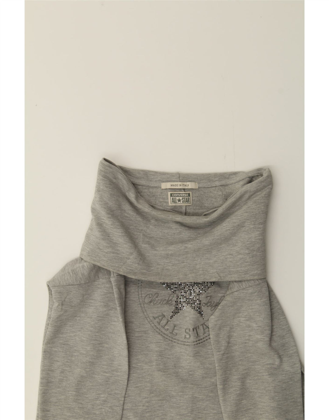 CONVERSE Womens Graphic Roll Neck Sweatshirt Jumper UK 14 Large Grey Vintage Converse and Second-Hand Converse from Messina Hembry 