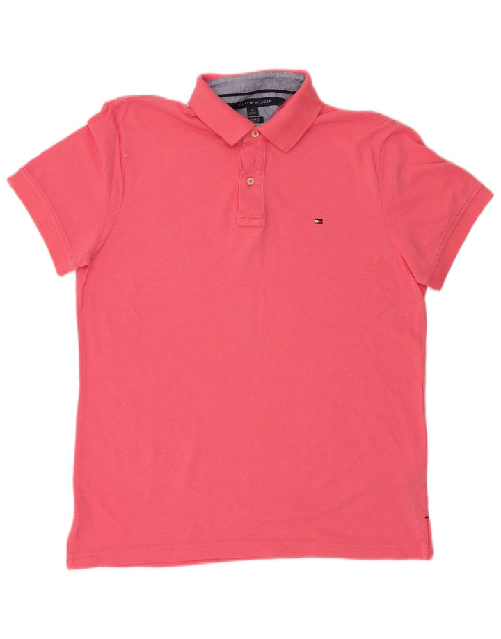 TOMMY HILFIGER Herren Custom Fit Poloshirt Mittelrosa Baumwolle