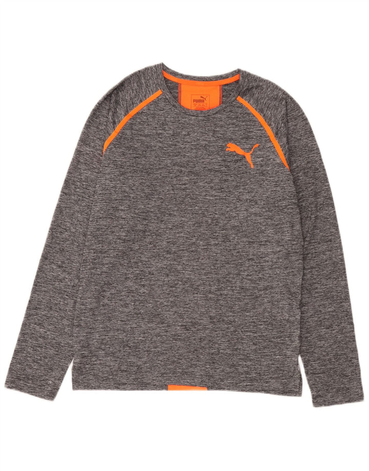 Puma Herren-Top mit langen Ärmeln, klein, Grau, Farbblock