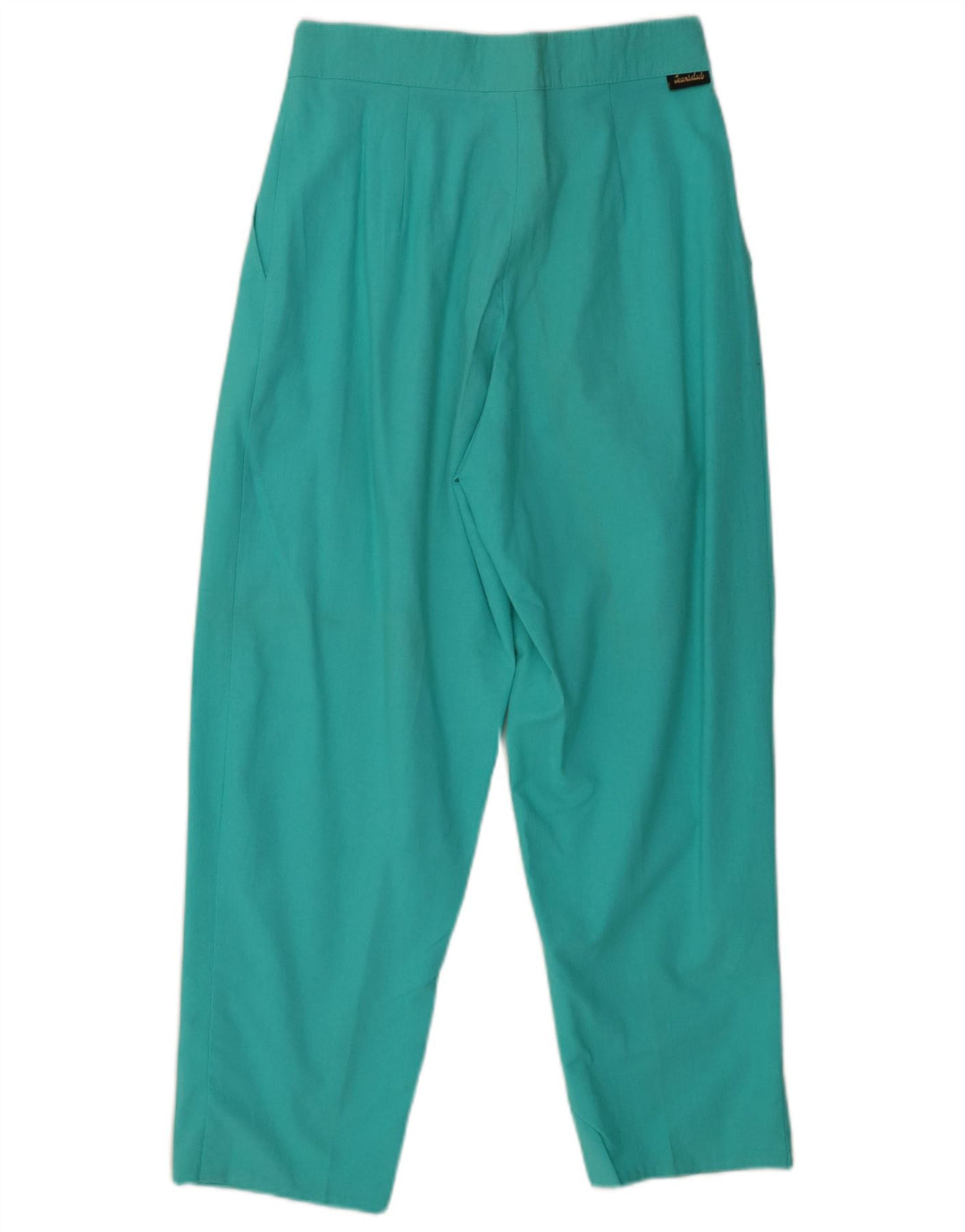 VINTAGE Chino-Hose mit hohem Bund für Damen, W28, L27, türkisfarbene Baumwolle