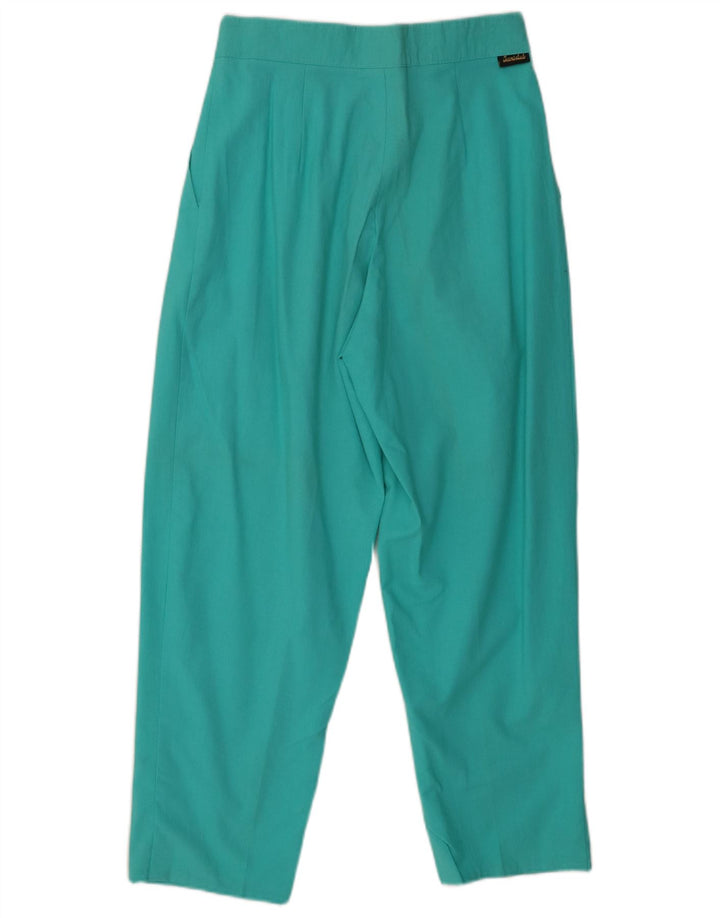 VINTAGE Chino-Hose mit hohem Bund für Damen, W28, L27, türkisfarbene Baumwolle