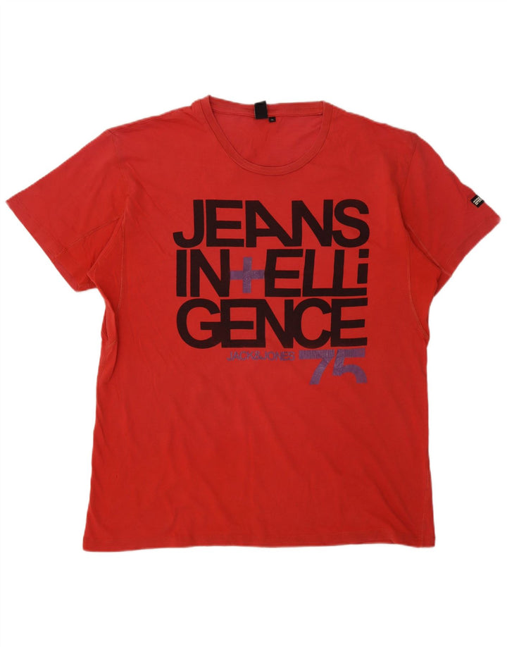 Jack & Jones Herren Grafik T-Shirt Top XL Rot