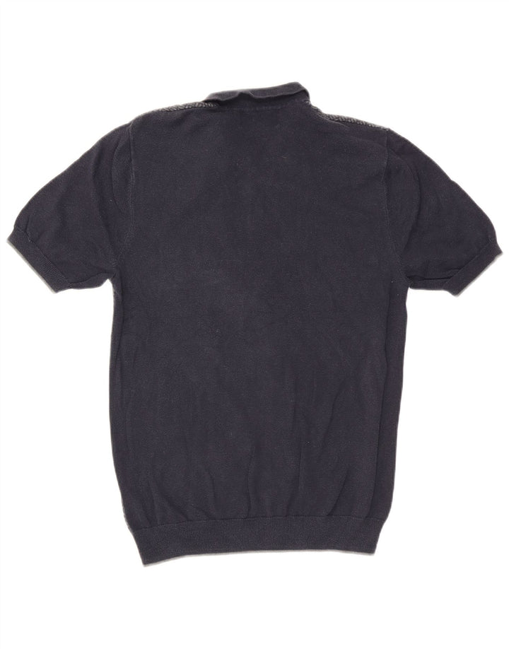 Marks & Spencer Herren-Pullover mit Polo-Ausschnitt und maßgeschneiderter Passform in mittlerem Marineblau