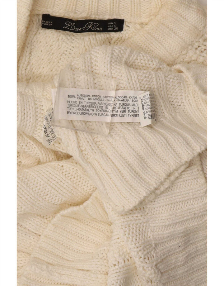Zara Damen Crop Oversized Rollkragenpullover Pullover UK 10 Small Weiß