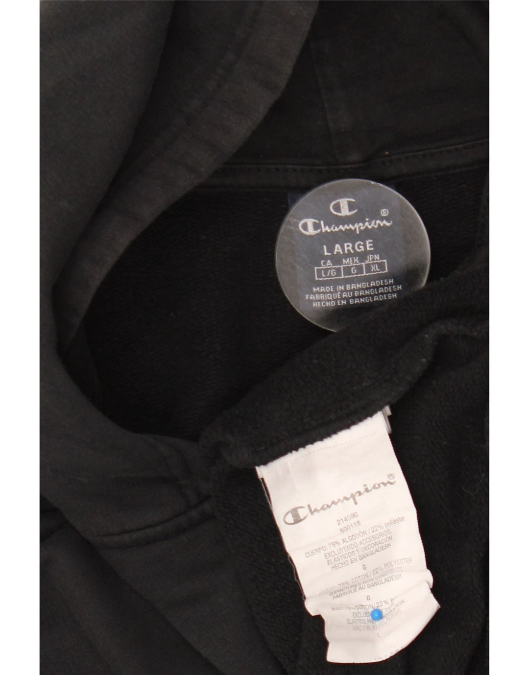Champion Herren-Kapuzenpullover mit Reißverschluss, groß, aus schwarzer Baumwolle