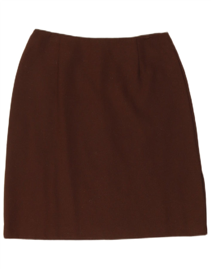 Benetton Damen Bleistiftrock IT 42 Medium W26 Braune Schurwolle