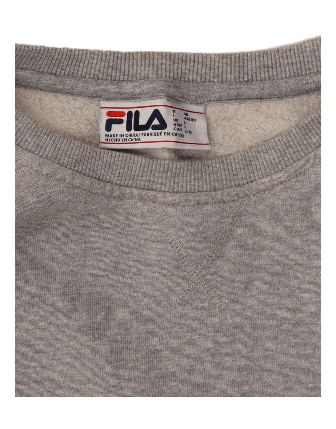 FILA Womens Sweatshirt Jumper UK 16 Large Grey Vintage Fila and Second-Hand Fila from Messina Hembry 