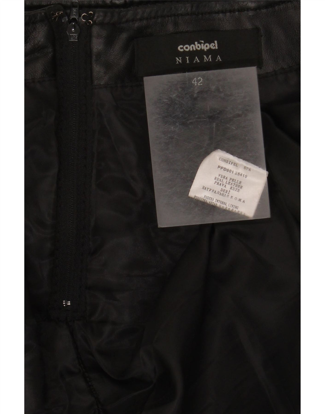 CONBIPEL Damen Niama Lederrock IT 42 Medium W32 Schwarzes Leder