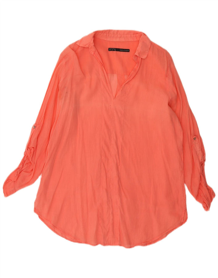 Zara Damen Bluse Top UK 14 Mittelrosa