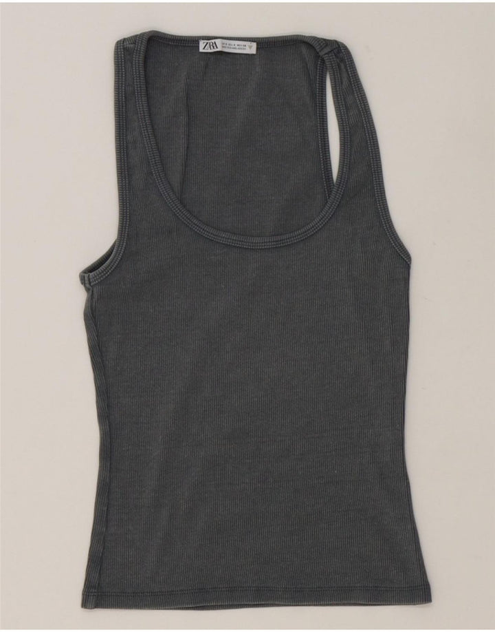 ZARA Womens Vest Top UK 10 Small Grey Vintage Zara and Second-Hand Zara from Messina Hembry 