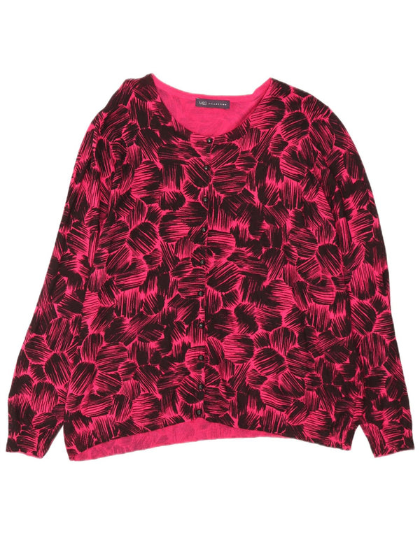 Marks & Spencer Damen-Cardigan-Pullover UK 22 3XL Rosa Blumenviskose