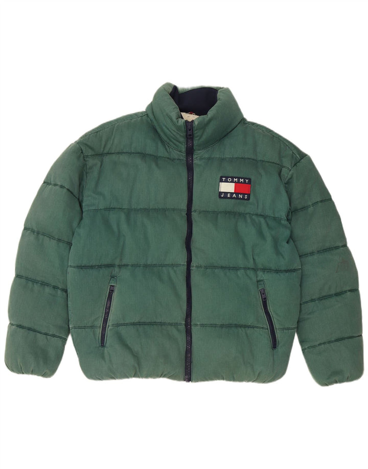 Tommy Hilfiger Herren Wattierte Jacke UK 38 Mittelgrüne Baumwolle