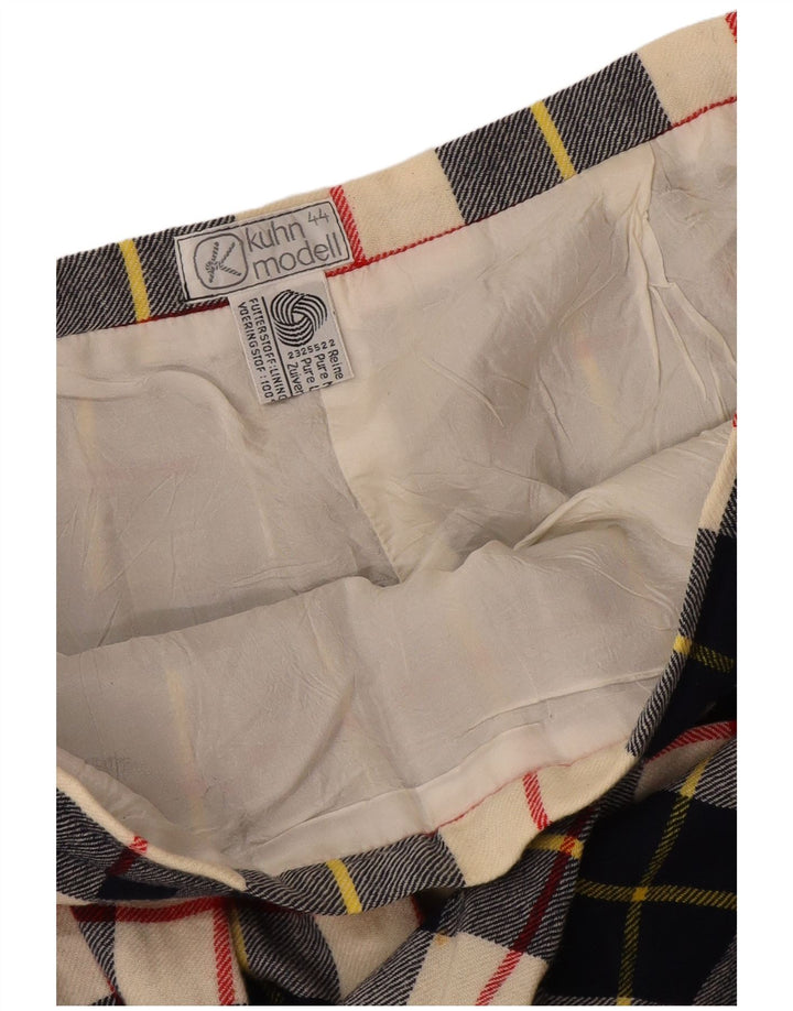 Kuhn Damen Faltenrock IT 44 Medium W30 Marineblau karierte Wolle