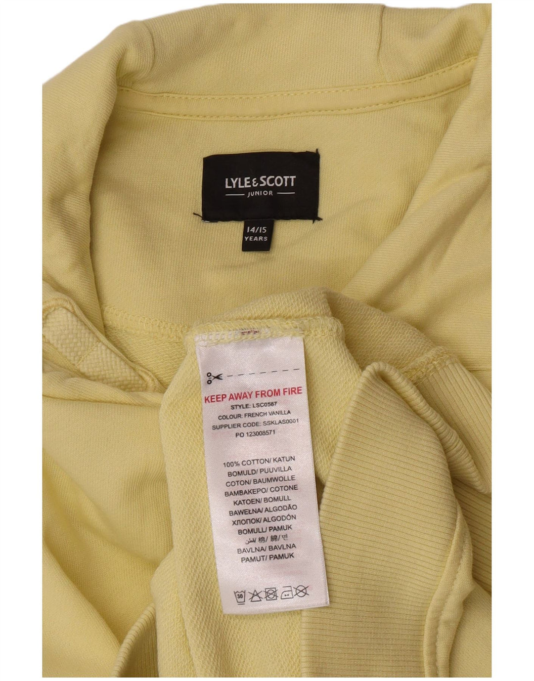 Lyle & Scott Kapuzenpullover für Jungen, 14–15 Jahre, gelbe Baumwolle