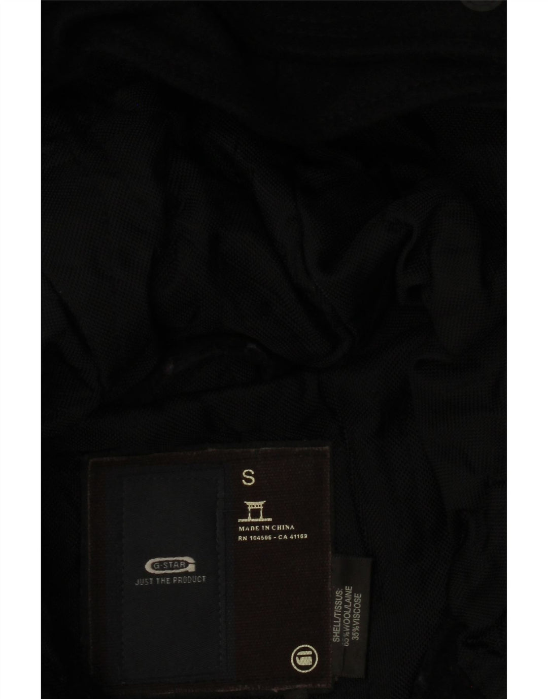 G-STAR Damen-Parkajacke mit Kapuze, UK 10, kleine schwarze Wolle