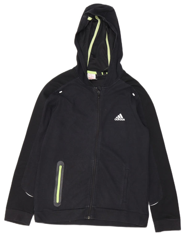 Adidas Jungen Kapuzenpullover mit Reißverschluss, 13–14 Jahre, schwarze Baumwolle