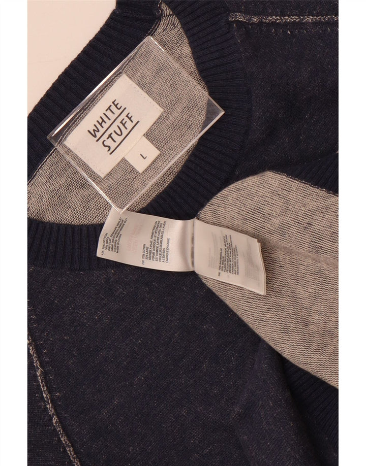 White Stuff Herren-Pullover mit Rundhalsausschnitt, groß, marineblaue Baumwolle