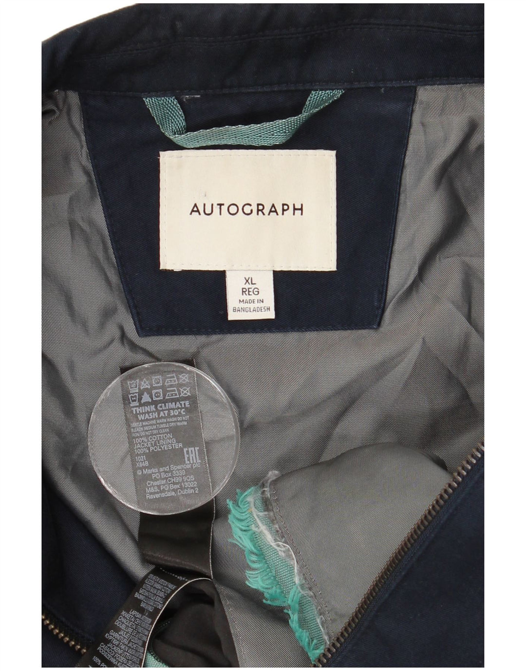Marks & Spencer Herren Autograph Bomberjacke UK 42 XL Marineblau Baumwolle