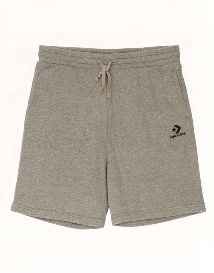 Converse Herren-Sportshorts aus mittelgrau gefleckter Baumwolle