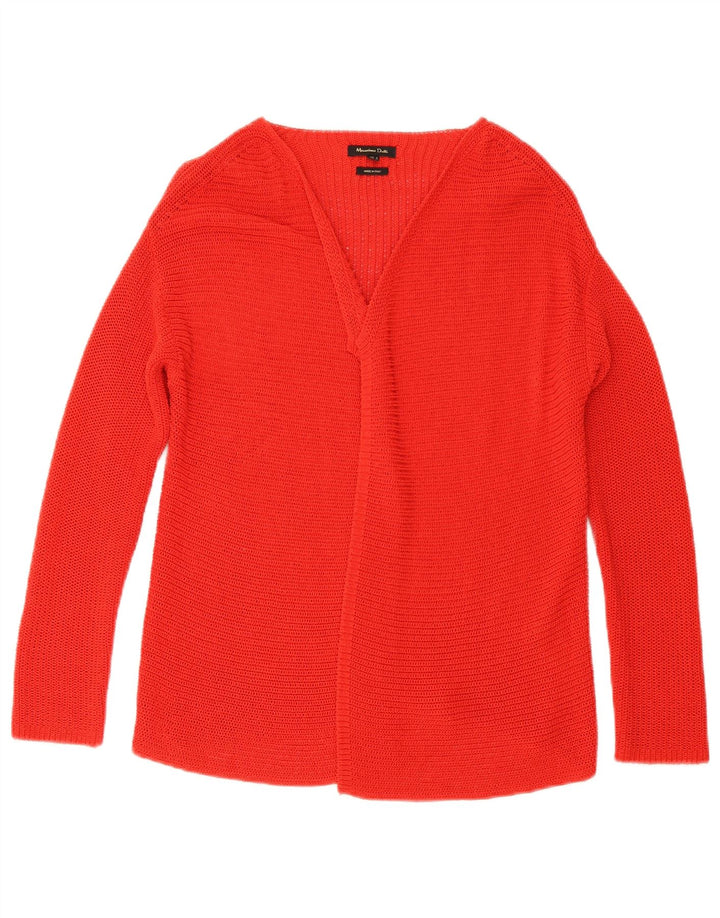 Massimo Dutti Offener Damen-Cardigan-Pullover UK 10 Kleine rote Baumwolle