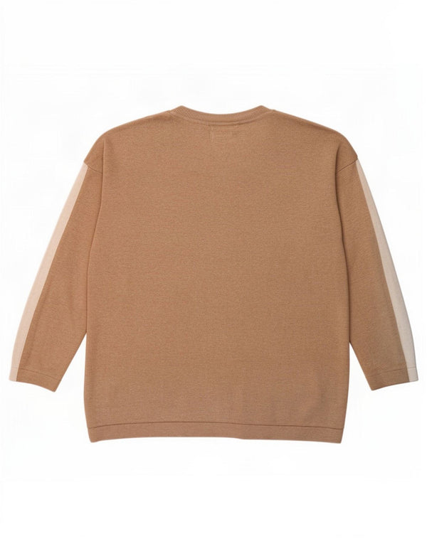 U.S. Polo Assn. Damen-Pullover mit V-Ausschnitt, Gr. 14, Mittelbeige mit Blumenmuster