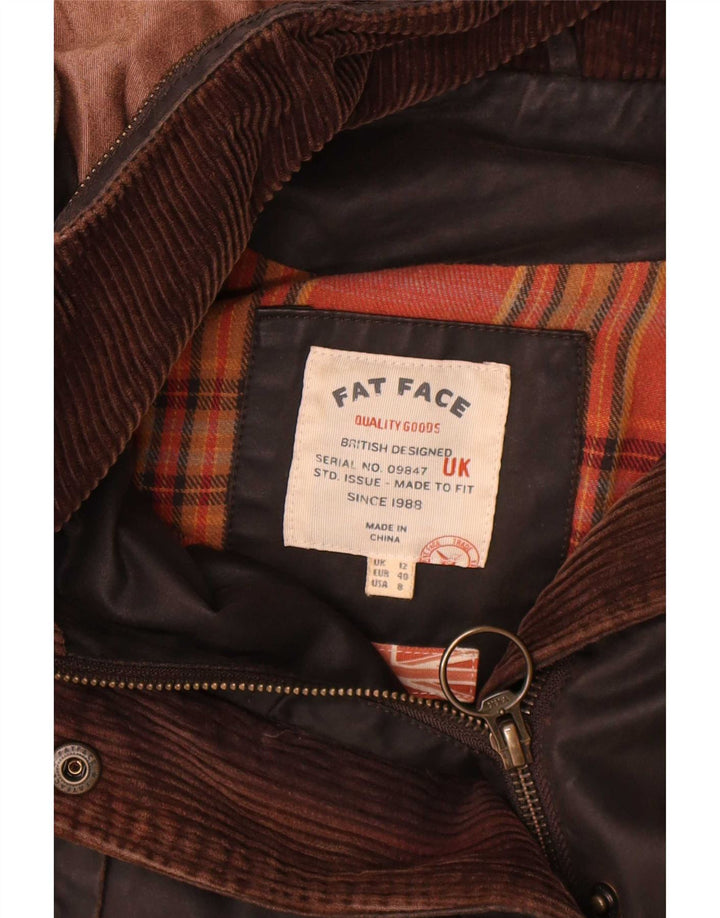 Fat Face Damen-Jacke aus gewachster Baumwolle mit Kapuze, UK 12, Mittelbraun, Polyester