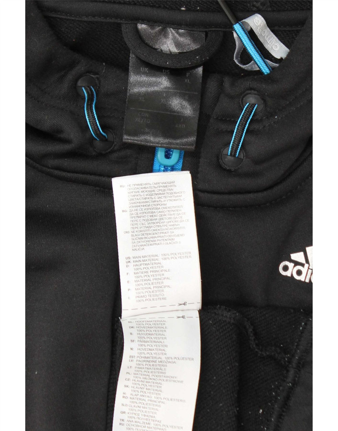 Adidas Herren Climalite Zip Hoodie Pullover XL Schwarz Polyester