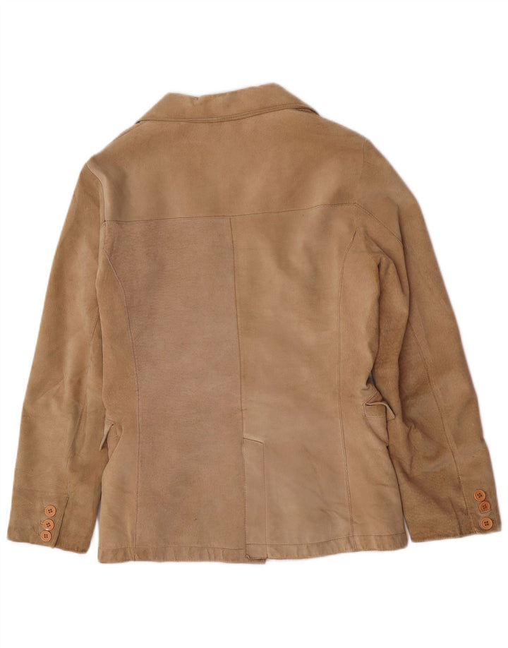 Conbipel Damen 2-Knopf-Wildleder-Blazerjacke IT 48 XL Beige Leder