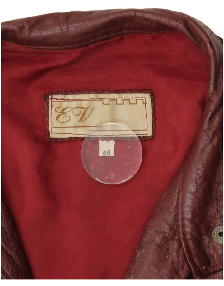 Vintage Damen Crop Lederjacke IT 46 Large Burgund