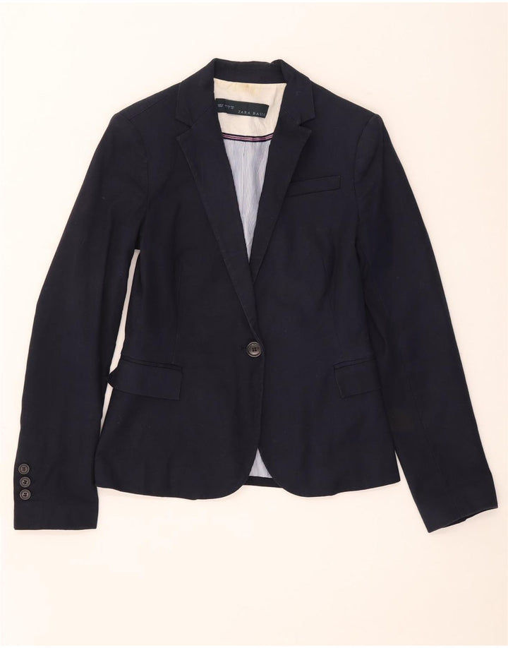 Zara Damen-Blazer mit 1 Knopf, Gr. 8, Marineblau, Baumwolle