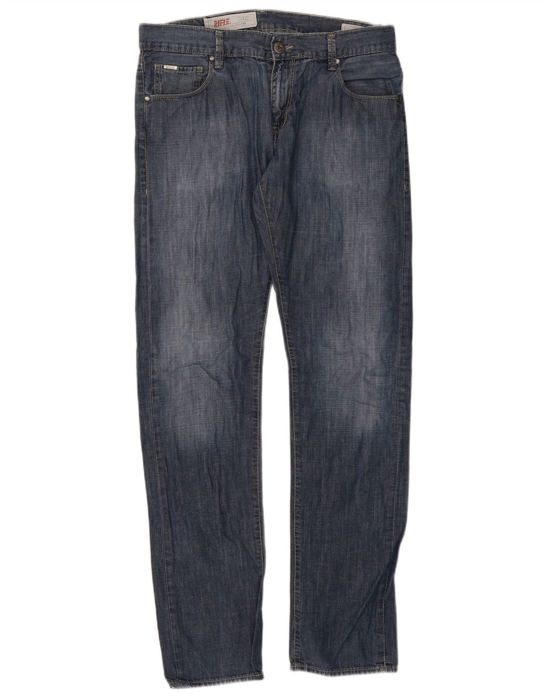 Rifle Herren Straight Jeans IT 48 Medium W34 L34 Blaue Baumwolle