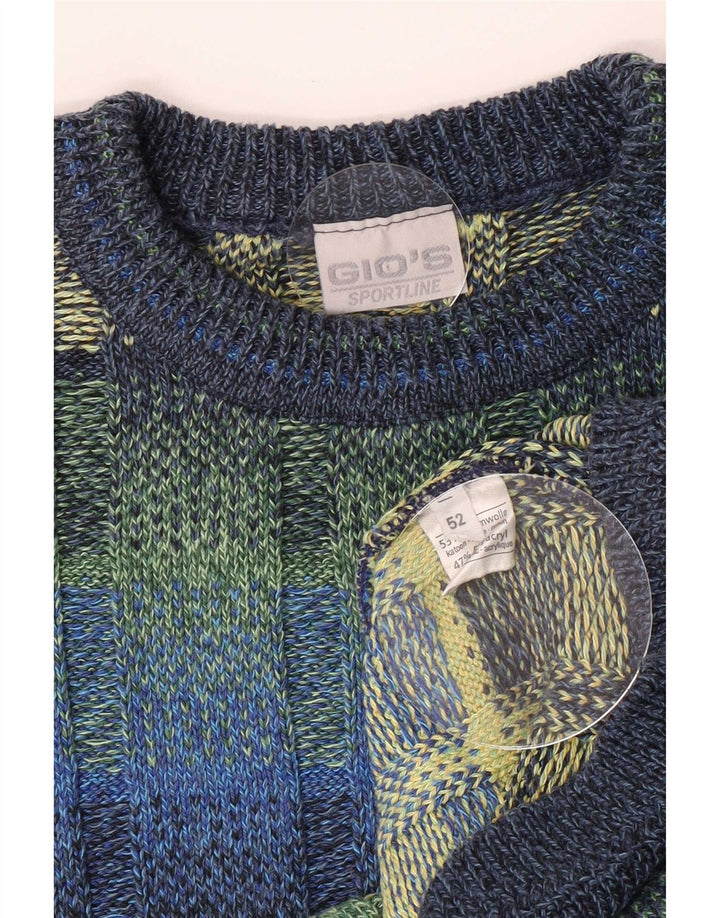 Vintage Herren Pullover mit Rundhalsausschnitt, Größe 52, groß, mehrfarbig, geometrisch