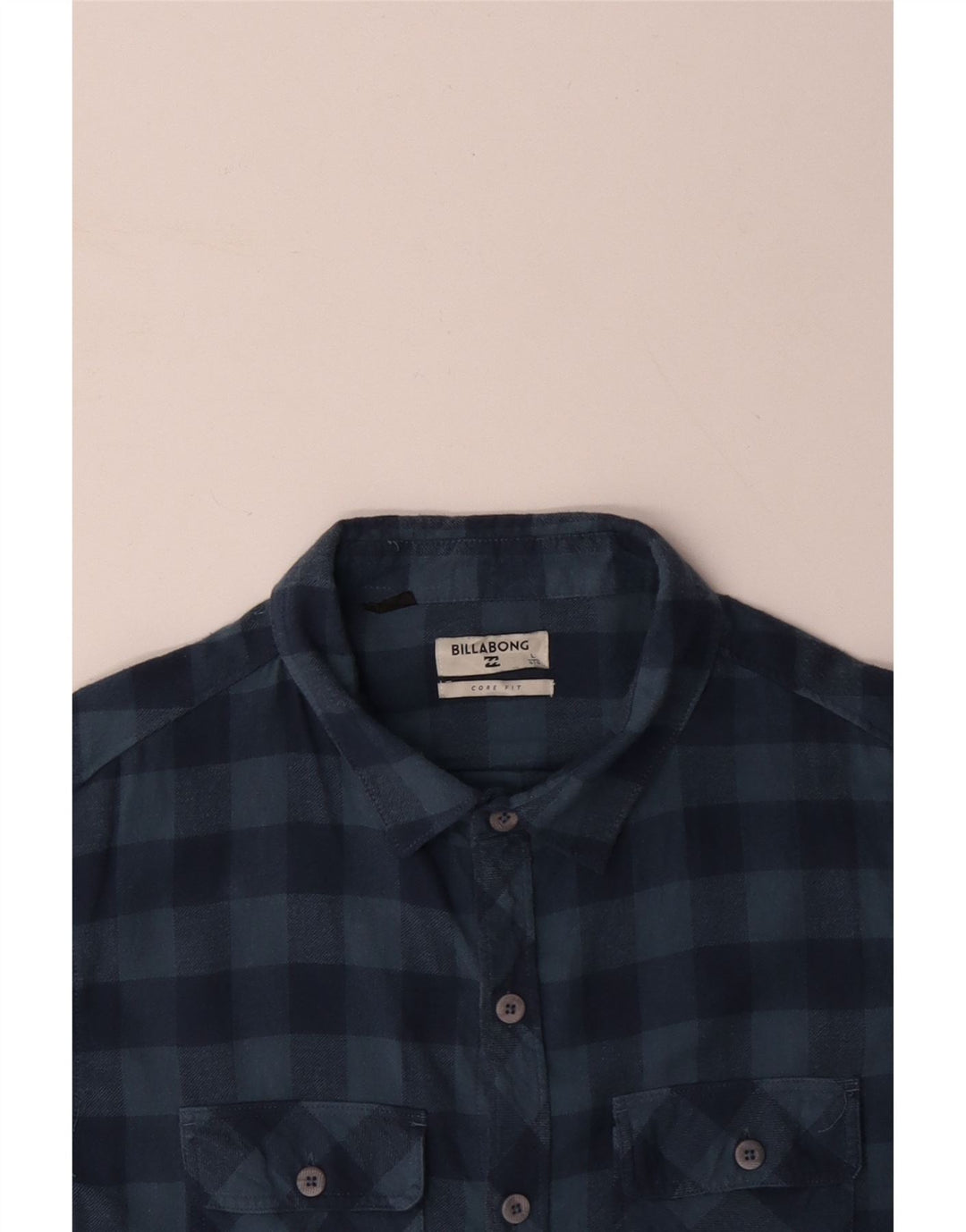 BILLABONG Herren-Flanellhemd, groß, blaue Gingham-Baumwolle
