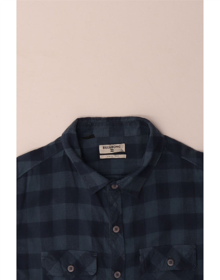 BILLABONG Herren-Flanellhemd, groß, blaue Gingham-Baumwolle