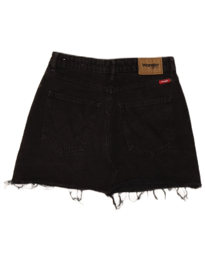 Wrangler Damen Mini-Jeansrock US 9 Medium W27 Schwarze Baumwolle