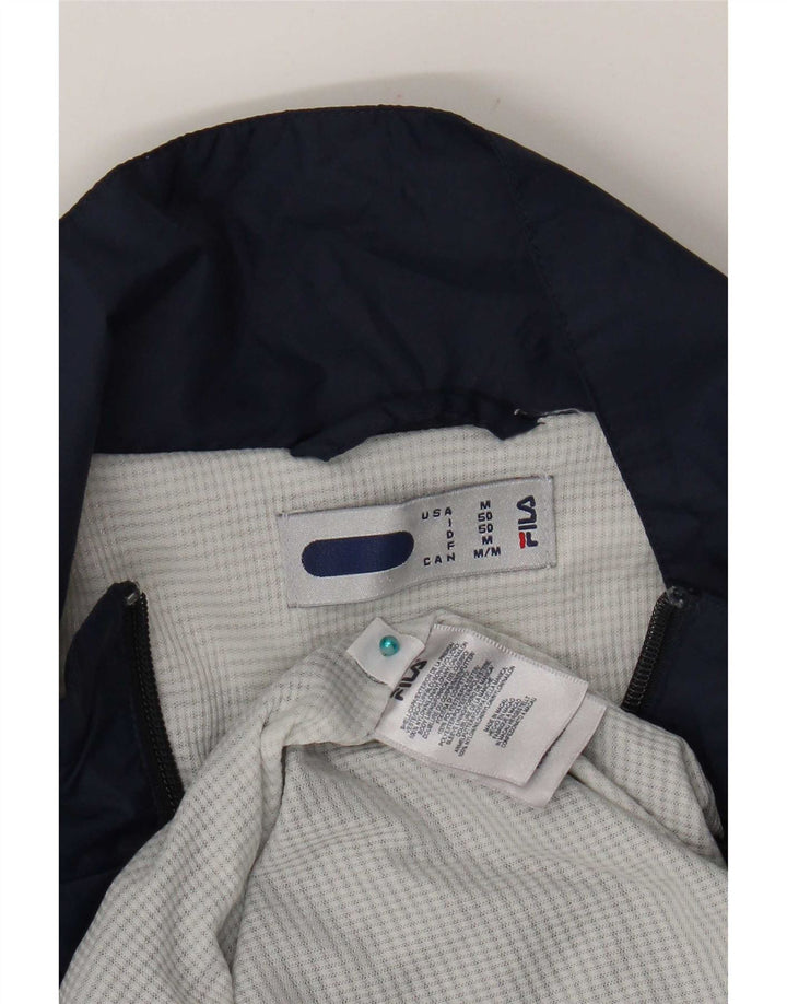 Fila Herren-Trainingsanzug-Oberteil mit Grafik, mittleres Marineblau, Colourblock-Nylon