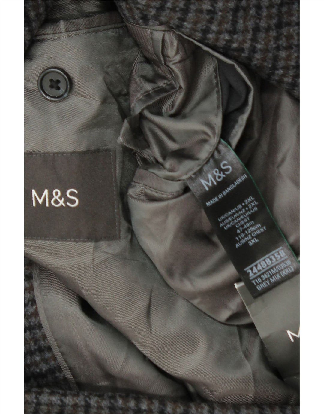 Marks & Spencer Herrenmantel UK 44 2XL Graue Hahnentrittwolle