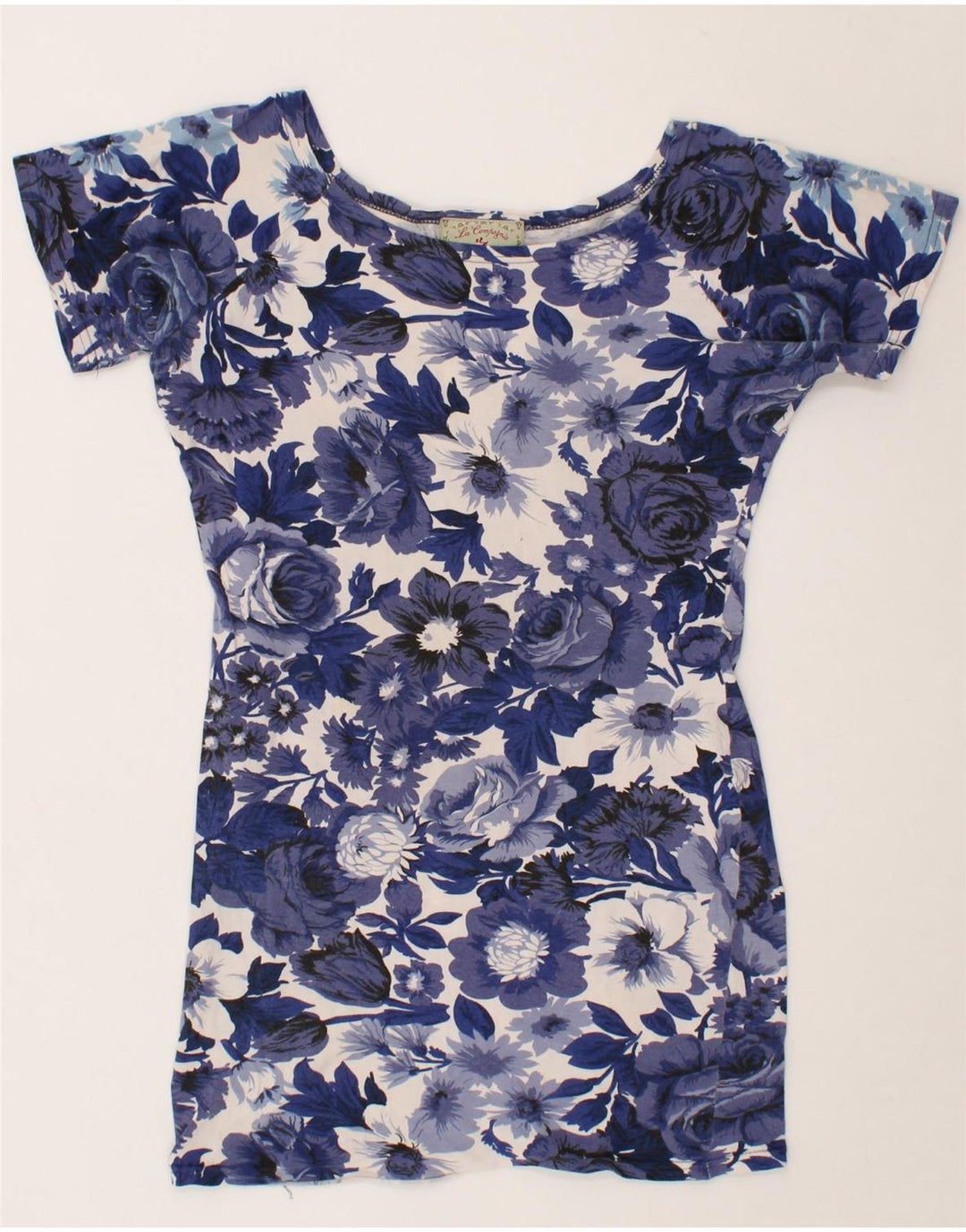 VINTAGE Womens Sundress IT 44 Medium Blue Floral Vintage Vintage and Second-Hand Vintage from Messina Hembry 
