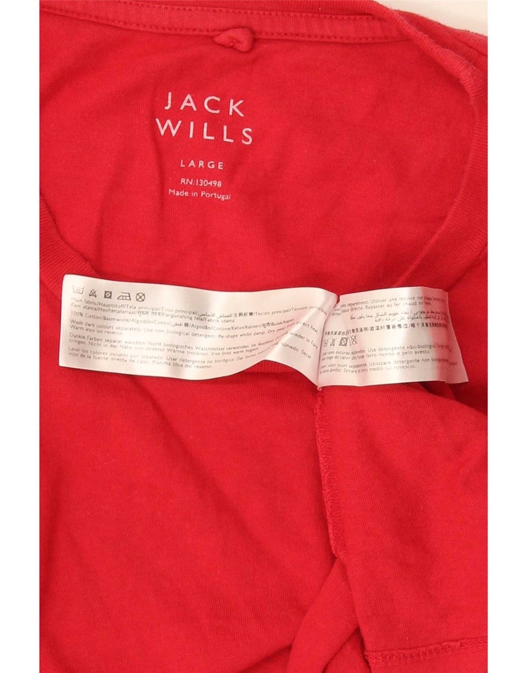 Jack Wills Herren-T-Shirt-Oberteil, groß, aus roter Baumwolle
