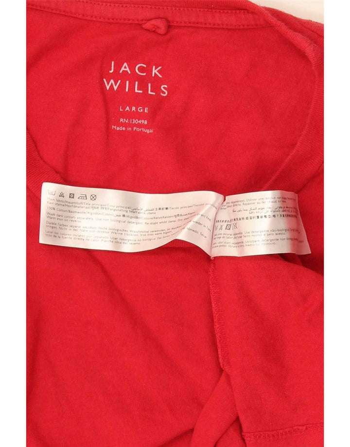 Jack Wills Herren-T-Shirt-Oberteil, groß, aus roter Baumwolle