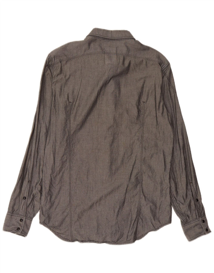 G-STAR Mens Shirt Large Grey Cotton